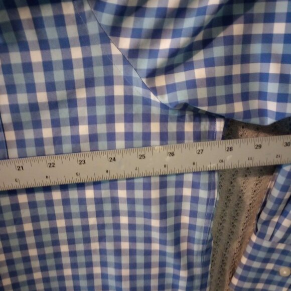 Peter Millar Summer Comfort Long Sleeve Blue White Check Button-Up Shirt XXL - Picture 5 of 6